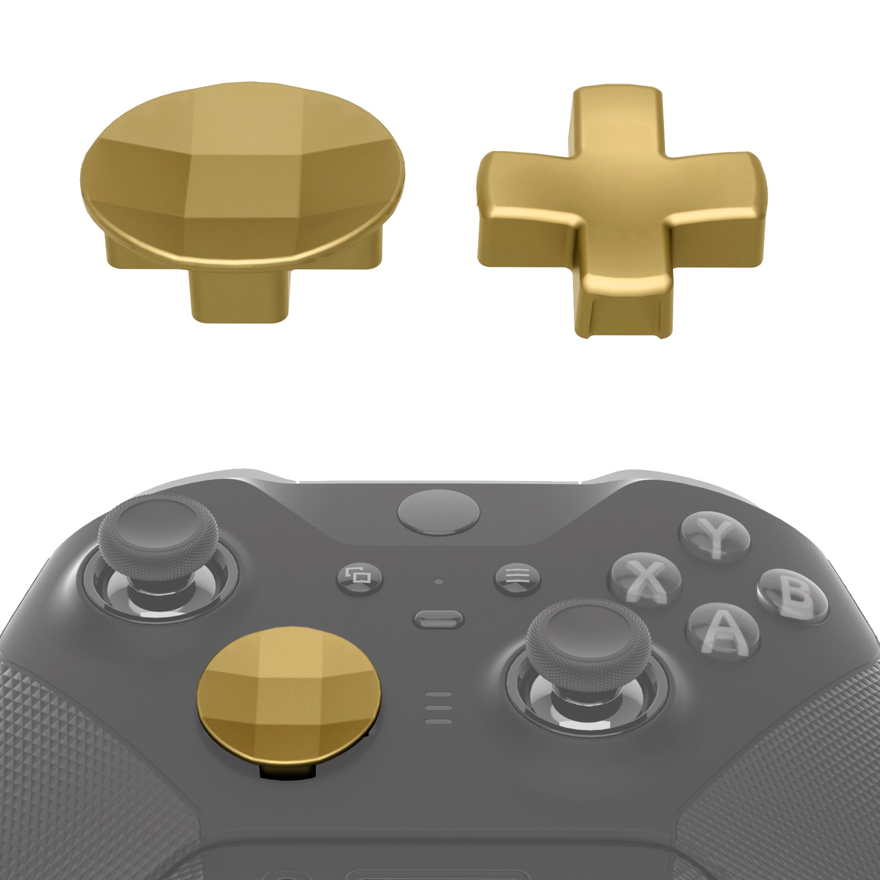 eXtremeRate 2Pcs Metalic Hero Gold Magnetic Stainless Steel D-Pads