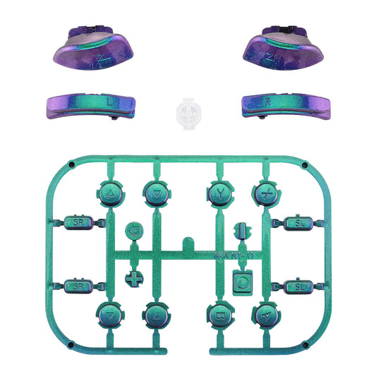 eXtremeRate Replacement Full Set Buttons for Joycon of NS Switch - Chameleon Green Purple