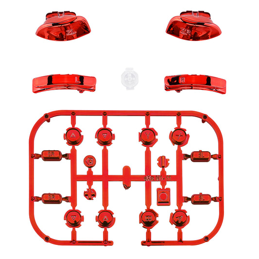 eXtremeRate Replacement Full Set Buttons for Joycon of NS Switch - Chrome Red Glossy