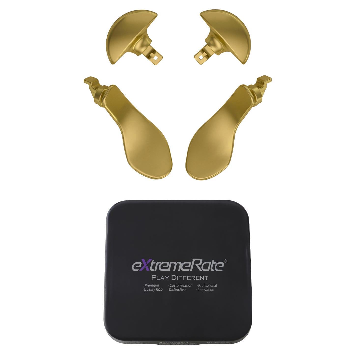eXtremeRate Replacement Interchangeable 4PCS Metal Back Paddles for PS5 Edge Controller - Metallic Hero Gold
