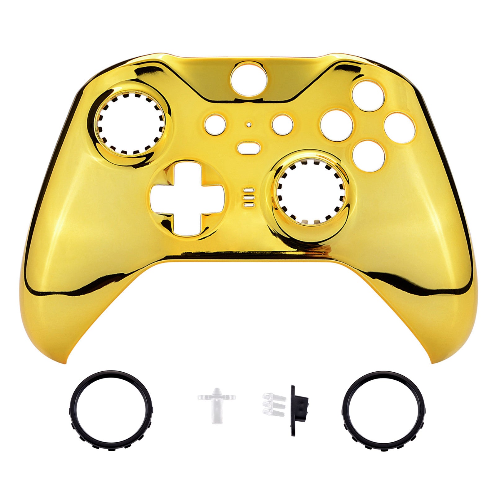 eXtremeRate Chrome Gold Edition Glossy Faceplate Cover, Front