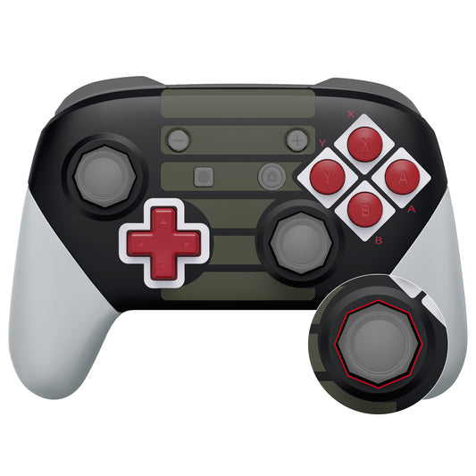 eXtremeRate Octagonal Gated Sticks Design Replacement Full Set Shell Faceplate Backplate Handles with Red D-pad ABXY Buttons for Nintendo Switch Pro - Classic NES Style