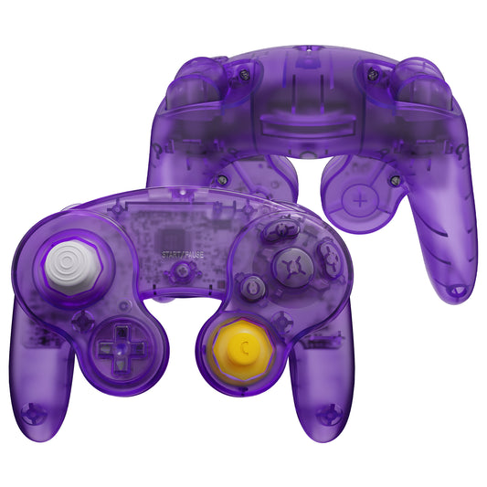 eXtremeRate Replacement Faceplate Backplate with Buttons for Nintendo GameCube Controller NGC - Clear Atomic Purple eXtremeRate