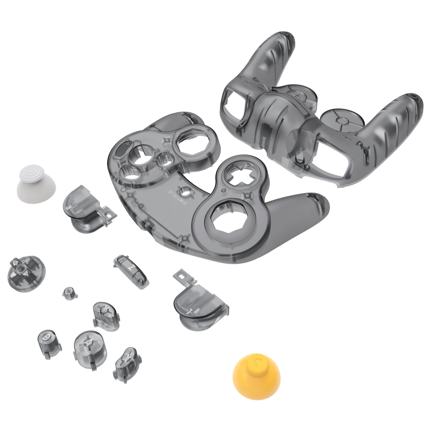 eXtremeRate Replacement Faceplate Backplate with Buttons for Nintendo GameCube Controller NGC - Clear Black eXtremeRate