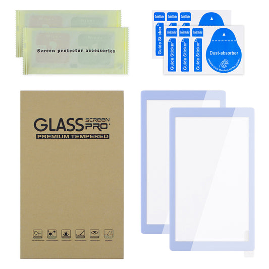 eXtremeRate 2 Pack Anti-Scratch Transparent HD Tempered Glass Screen Protector for Nintendo Switch Lite - Light Violet Border