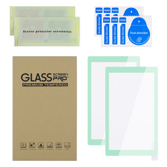 eXtremeRate 2 Pack Anti-Scratch Transparent HD Tempered Glass Screen Protector for Nintendo Switch Lite - Misty Green Border