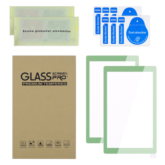 eXtremeRate 2 Pack Anti-Scratch Transparent HD Tempered Glass Screen Protector for Nintendo Switch Lite - Matcha Green Border
