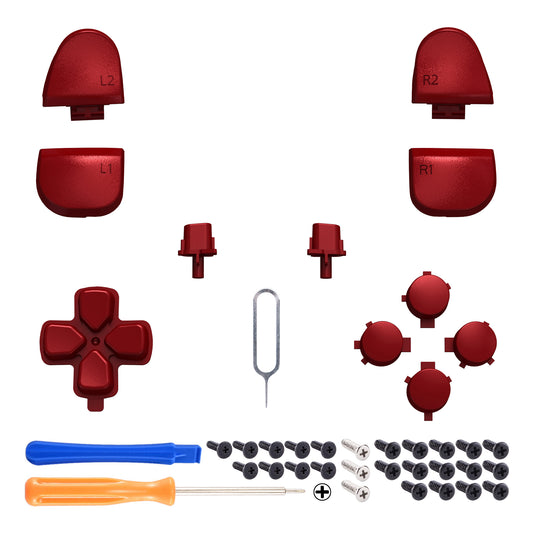eXtremeRate Replacement Full Set Buttons Compatible with PS5 Controller BDM-030/040/050 - Scarlet Red