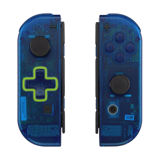 eXtremeRate Dpad Version Replacement Full Set Shell Case with Buttons for Joycon of NS Switch - Transparent Clear Blue