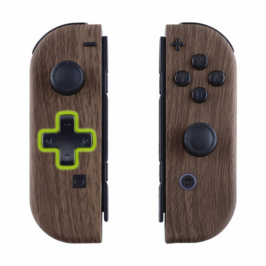 eXtremeRate Dpad Version Replacement Full Set Shell Case with Buttons for Joycon of NS Switch - Wood Grain