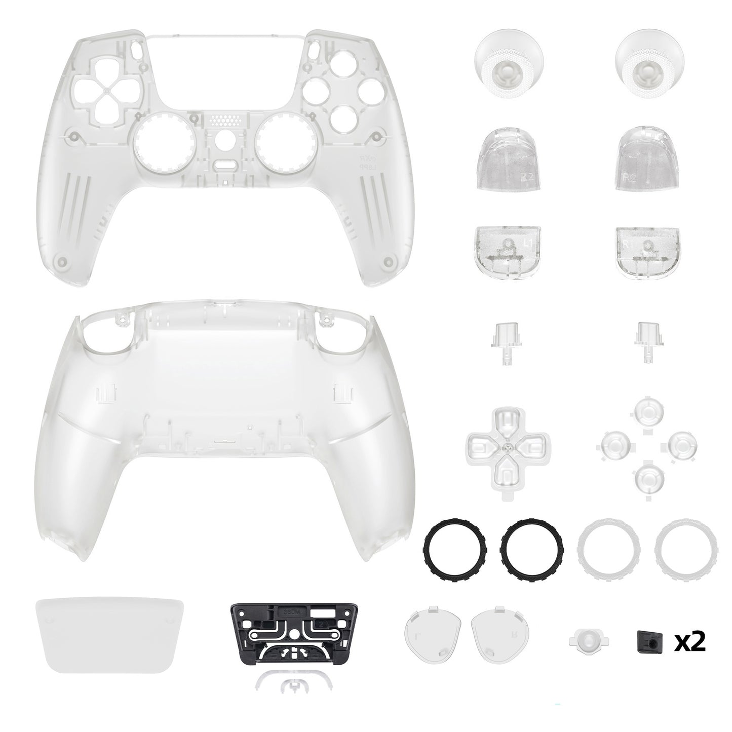 eXtremeRate LUNA Redesigned Replacement Full Set Shells with Buttons Compatible with PS5 Controller BDM-030/040/050 - Glow in Dark - Green