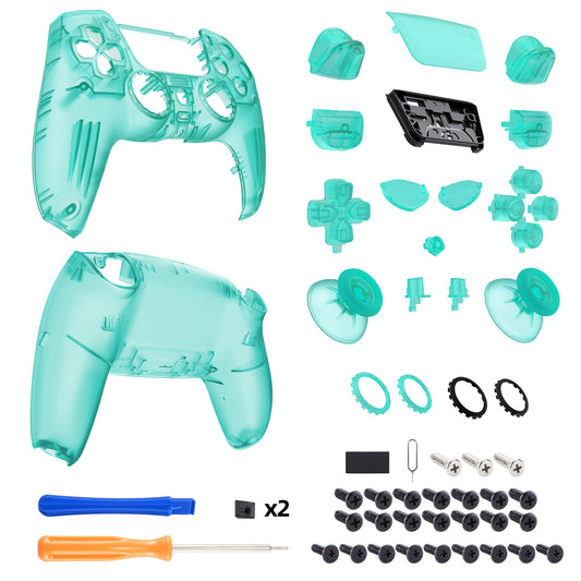 eXtremeRate LUNA Redesigned Replacement Full Set Shells with Buttons Compatible with PS5 Controller BDM-030/040/050 - Emerald Green