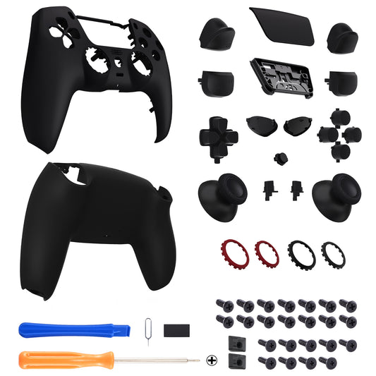 eXtremeRate LUNA Redesigned Replacement Full Set Shells with Buttons Compatible with PS5 Controller BDM-030/040/050 - Black