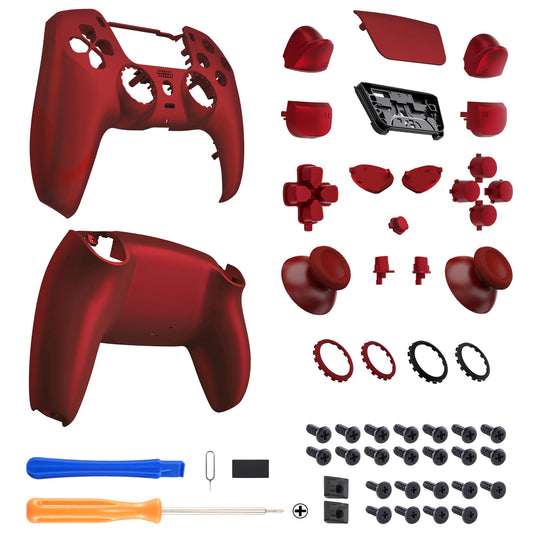 eXtremeRate LUNA Redesigned Replacement Full Set Shells with Buttons Compatible with PS5 Controller BDM-030/040/050 - Scarlet Red