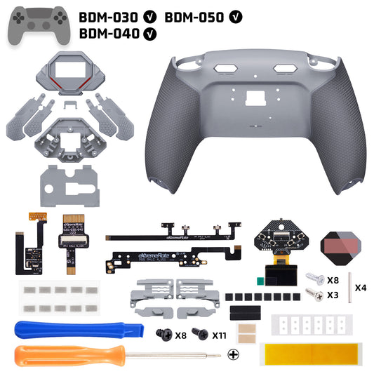 eXtremeRate SPARK Back Paddles Kit with OLED Display & Clicky Trigger Stops & Ergonomic Grips for PS5 Controller BDM-030/040/050 - Rubberized New Hope Gray & Classic Gray