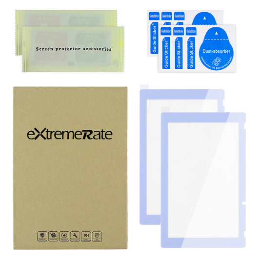 eXtremeRate 2 Pack Transparent HD Clear Tempered Glass Screen Protector for Nintendo Switch - Light Violet Border