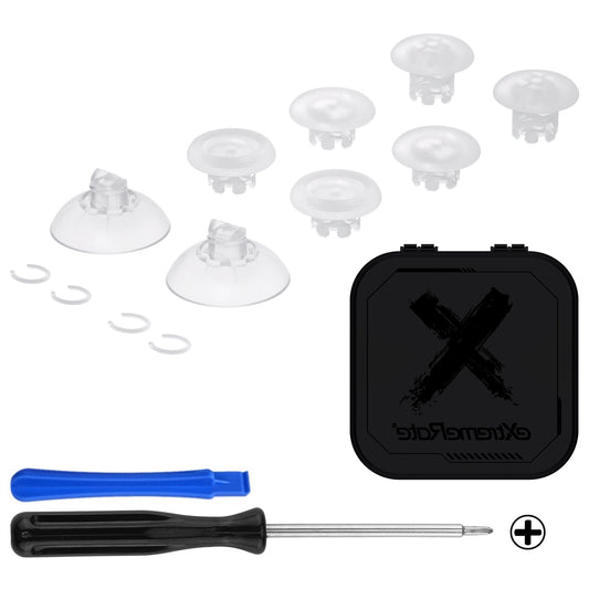eXtremeRate EDGE Sticks Replacement Interchangeable Thumbsticks for PS5 & PS4 All Model Controllers - Clear