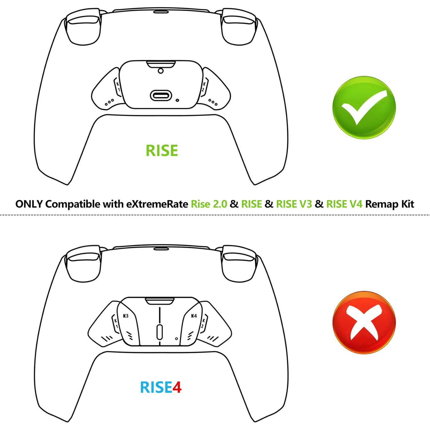 eXtremeRate Replacement Remap Board for PS5 Controller, Compatible with Rise 2.0 Remap Kit (BDM-010/020) & RISE / RISE V3 Remap Kit (BDM-030/040/050) & RISE V4 Remap Kit (BDM-030/040/050/060)
