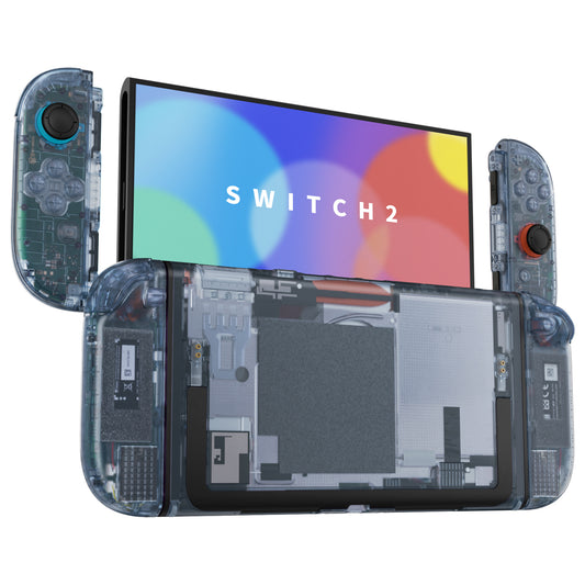 eXtremeRate DIY Replacement Full Set Shells with Buttons for Nintendo Switch 2 - Deluxe Version - Clear Glacier Blue