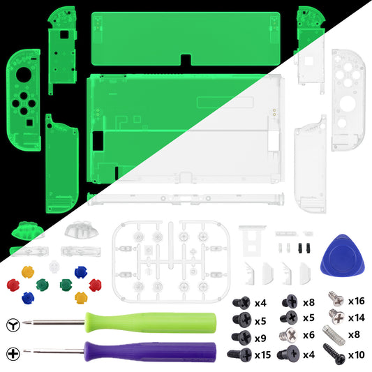 eXtremeRate Custom Replacement Full Set Shell with Buttons for Nintendo Switch OLED - Glow in Dark - Green