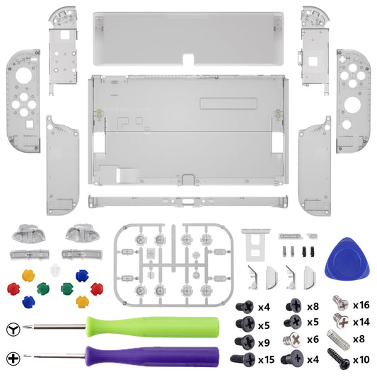 eXtremeRate Custom Replacement Full Set Shell with Buttons for Nintendo Switch OLED - Clear Black