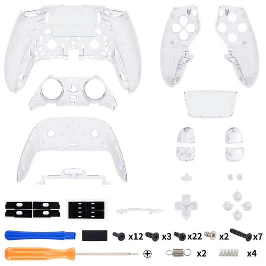 eXtremeRate Replacement Full Set Shells with Buttons Compatible with PS5 Edge Controller - Clear
