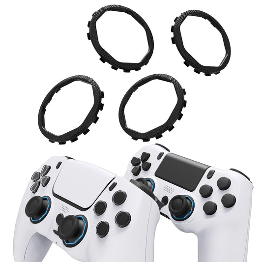 Redesigned Octagonal Gated Sticks Accent Rings for eXtremeRate Luna Shell for PS5 Controller, Replacement Accessory for eXtremeRate Ghost Shell for PS4 Controller - Not for Standard Faceplate - Black eXtremeRate