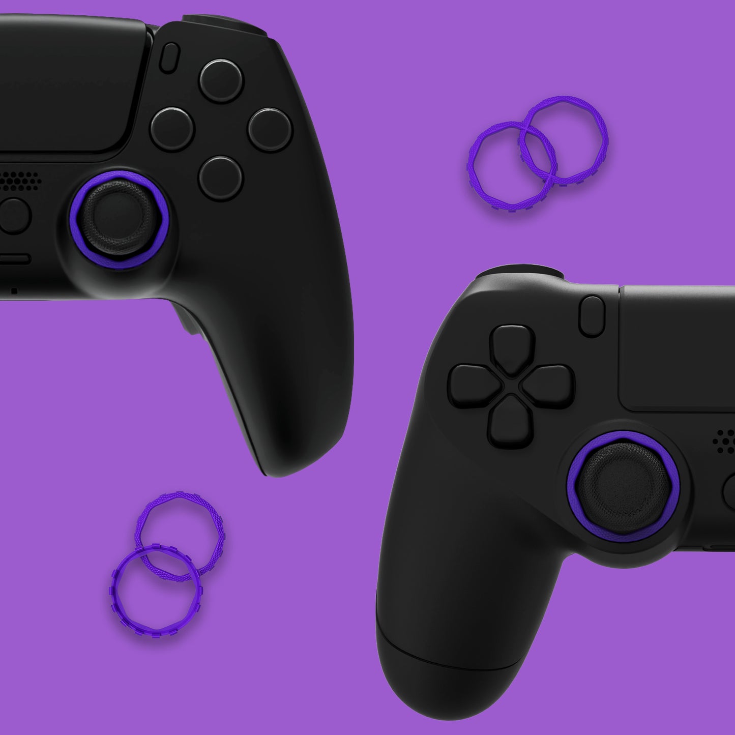 eXtremeRate Redesigned Octagonal Gated Sticks Accent Rings for eXtremeRate Luna Shell for PS5 Controller, Replacement Accessory for eXtremeRate Ghost Shell for PS4 Controller - Not for Standard Faceplate - Purple