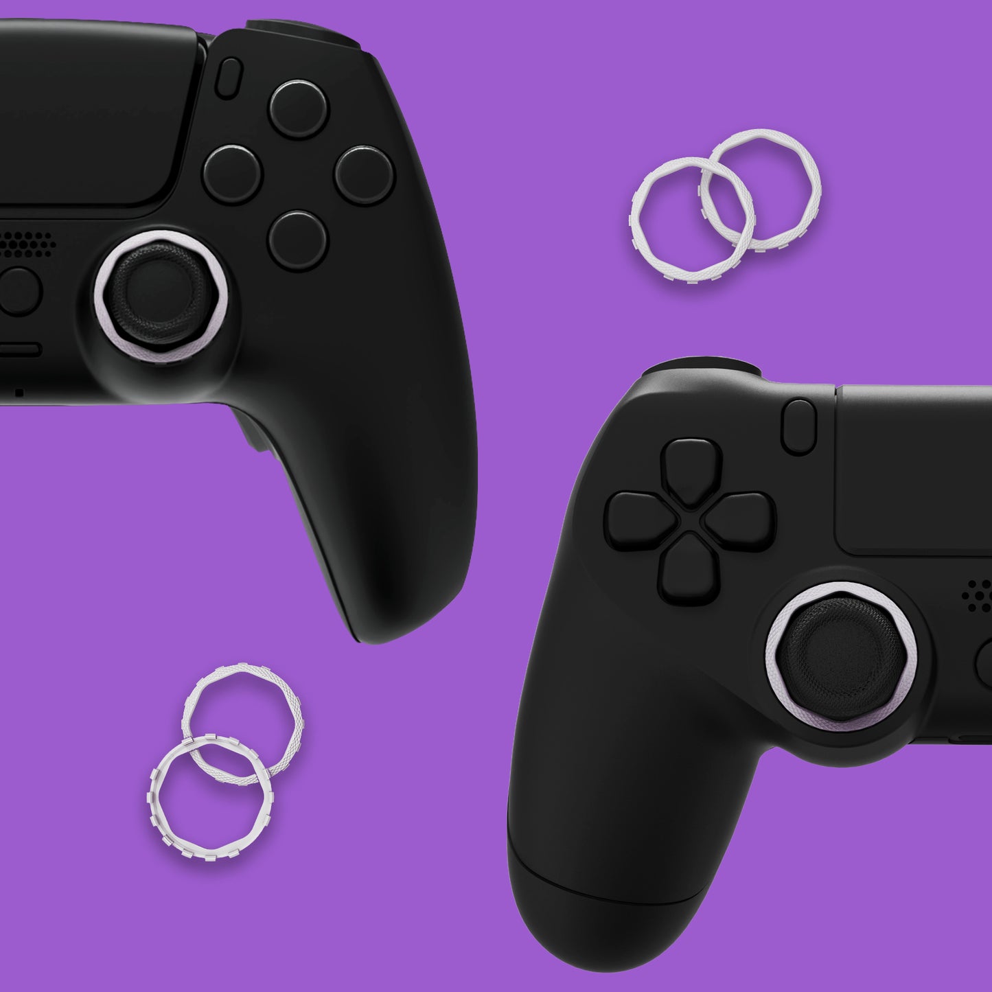 eXtremeRate Redesigned Octagonal Gated Sticks Accent Rings for eXtremeRate Luna Shell for PS5 Controller, Replacement Accessory for eXtremeRate Ghost Shell for PS4 Controller - Not for Standard Faceplate - White