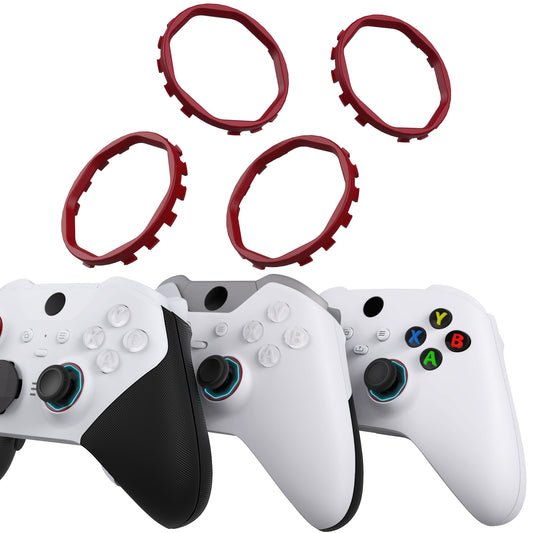 eXtremeRate Redesigned Replacement Octagonal Gated Sticks Accent Rings for Xbox Elite Series 2 Core & Elite Series 2 & Xbox Elite, for eXtremeRate ASR Version Shell for Xbox Series X/S Controller - Carmine Red