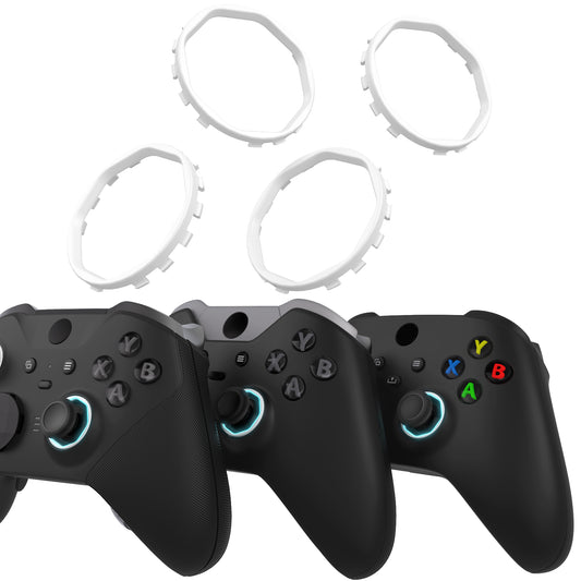 eXtremeRate Redesigned Replacement Octagonal Gated Sticks Accent Rings for Xbox Elite Series 2 Core & Elite Series 2 & Xbox Elite, for eXtremeRate ASR Version Shell for Xbox Series X/S Controller - White