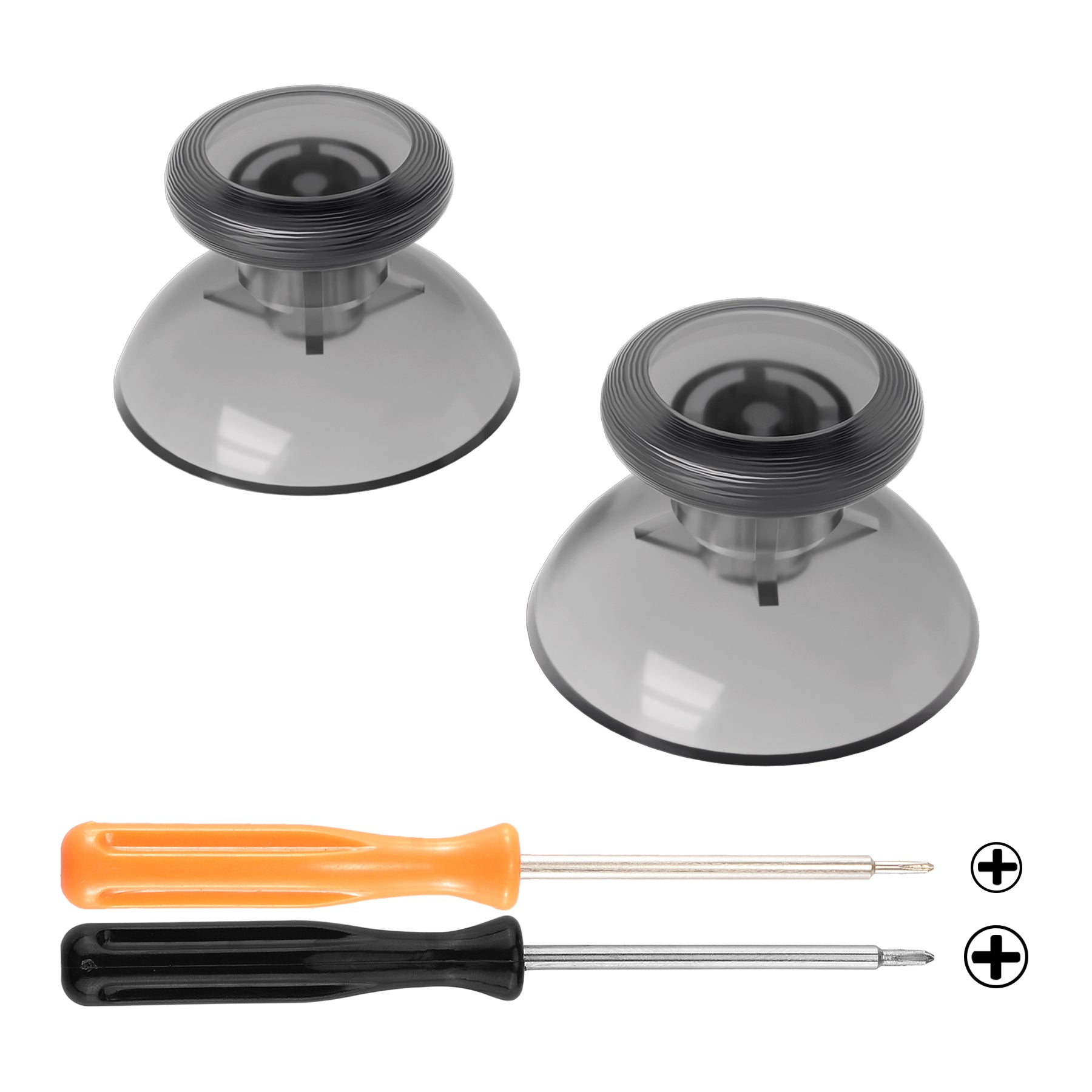 eXtremeRate Clear Black Replacement 3D Joystick Thumbsticks