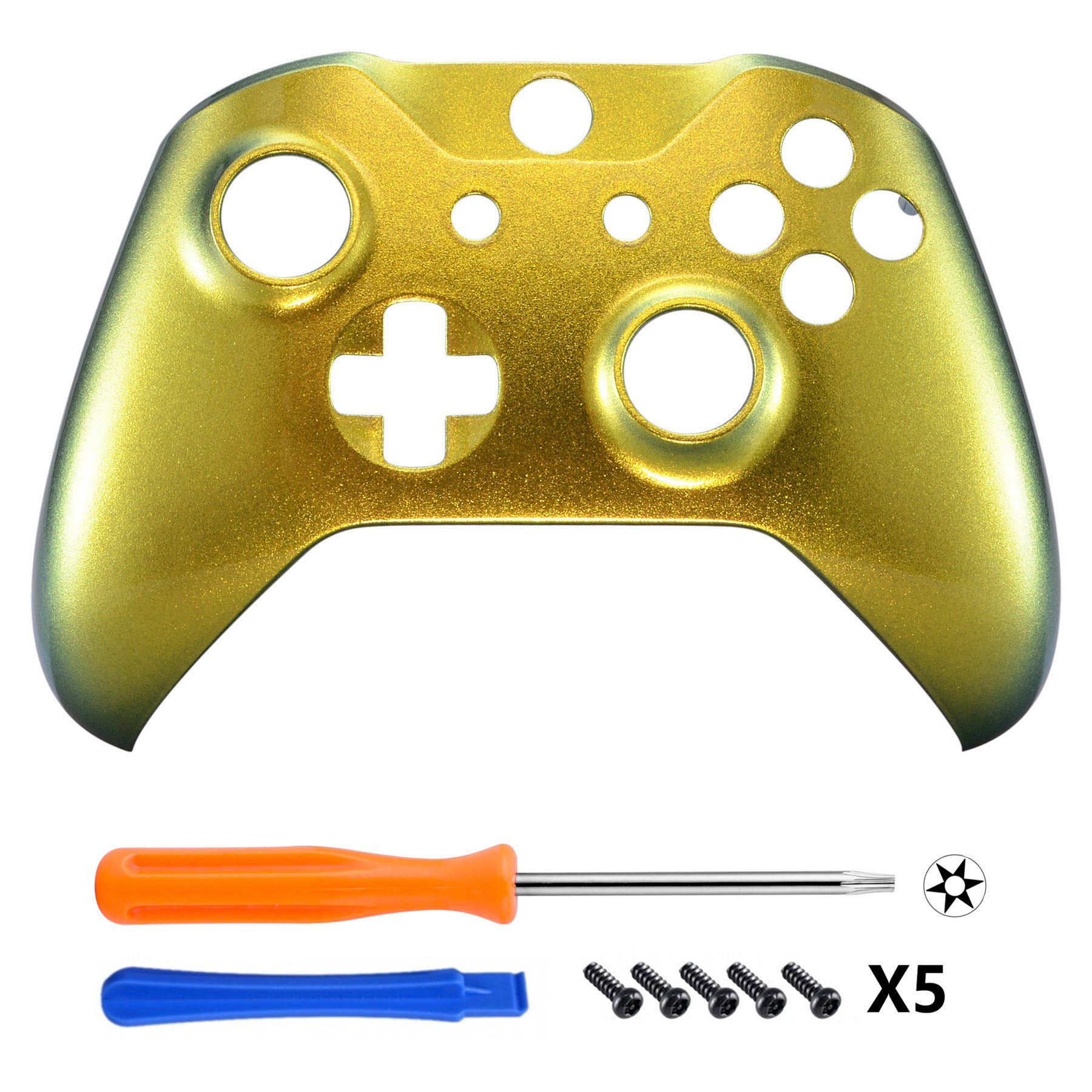 eXtremeRate Gold Green Faceplate Cover for Xbox One Wireless