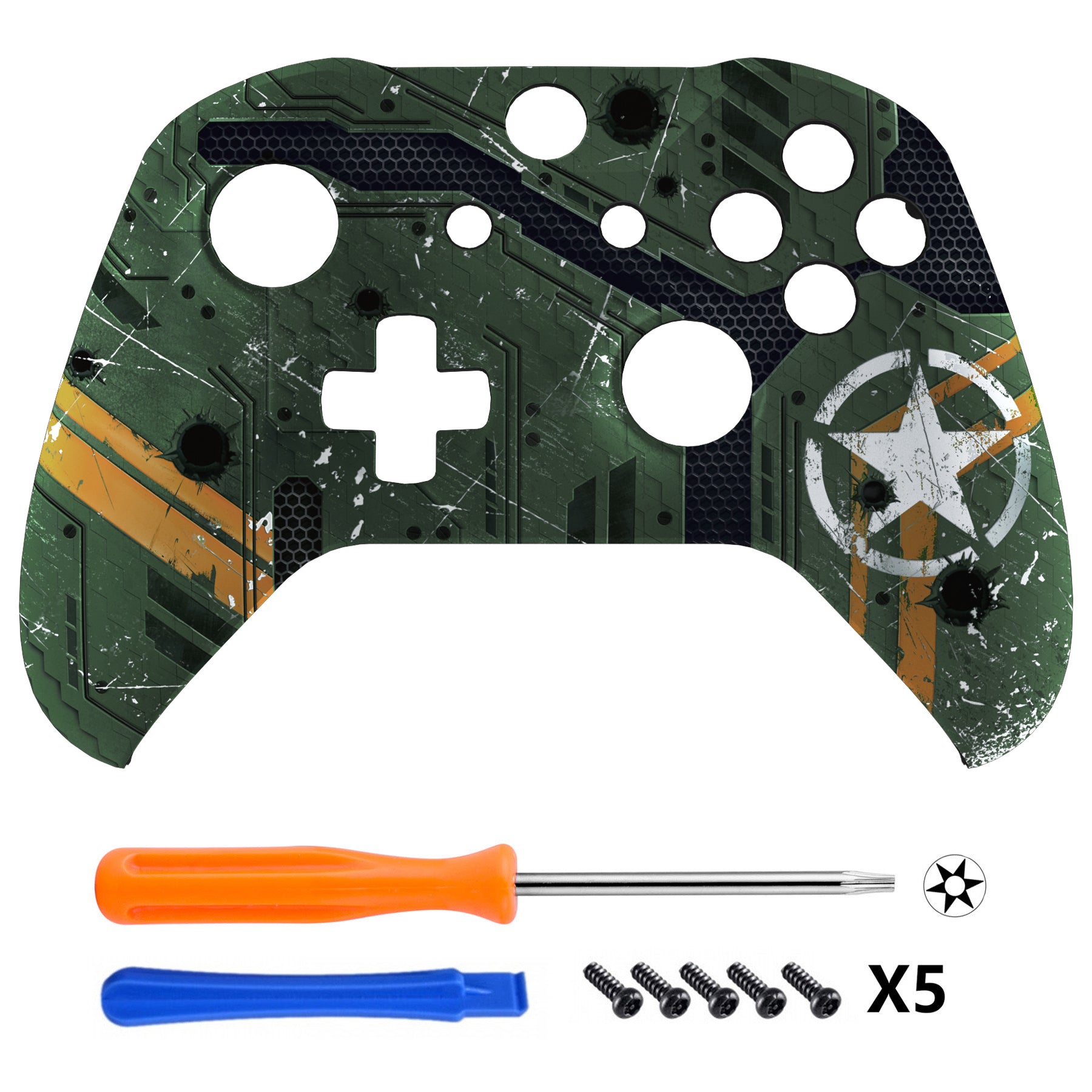 eXtremeRate Army Mecha Patterned Front Housing Shell Case for Xbox