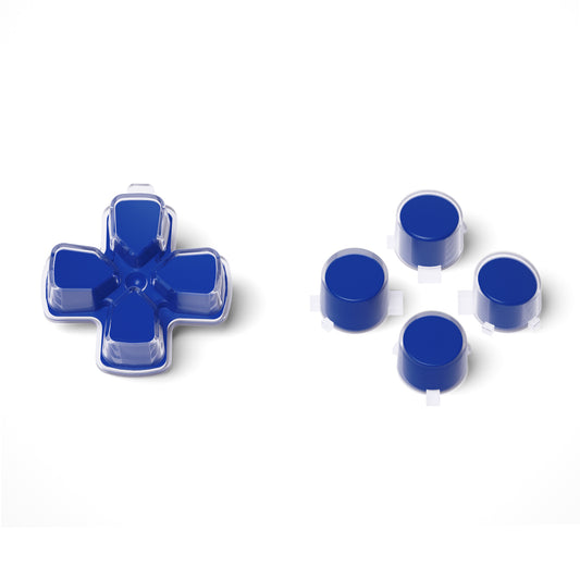 eXtremeRate Retail Two-Tone Blue & Clear Custom Dpad Action Buttons Replacement No Letter Imprint D-pad Face Buttons Compatible with ps5 Controller - JPFG005