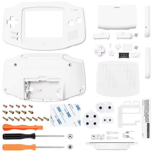 eXtremeRate Retail IPS Ready Upgraded White Soft Touch GBA Replacement Shell Full Housing Cover Buttons for Gameboy Advance – Compatible with Both IPS & Standard LCD – Console & IPS Screen NOT Included - TAGP3014