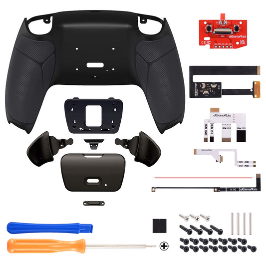 eXtremeRate Black Real Metal Buttons (RMB) Version RISE 2.0 Remap Kit for PS5 Controller BDM-010/020 - Rubberized Black eXtremeRate