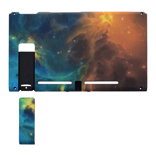 eXtremeRate Replacement Back Plate with Kickstand for Nintendo Switch Console - Gold Star Universe