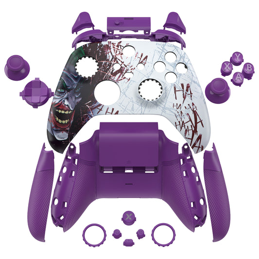 eXtremeRate ASR Version Performance Rubberized Full Set Shell Buttons with Redesigned Grip Diamond Texture Handles Backplate Case for Xbox Series X/S Controller & Xbox Core Controller - Clown HAHAHA