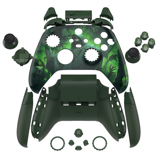 eXtremeRate ASR Version Performance Rubberized Full Set Shell Buttons with Redesigned Grip Diamond Texture Handles Backplate Case for Xbox Series X/S Controller & Xbox Core Controller - Dark Carnival