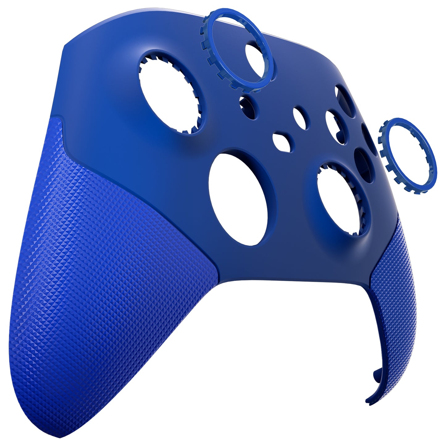 eXtremeRate ASR Version Performance Rubberized Grip Front Housing Shell with Accent Rings for Xbox Series X & S Controller - Rubberized Blue eXtremeRate