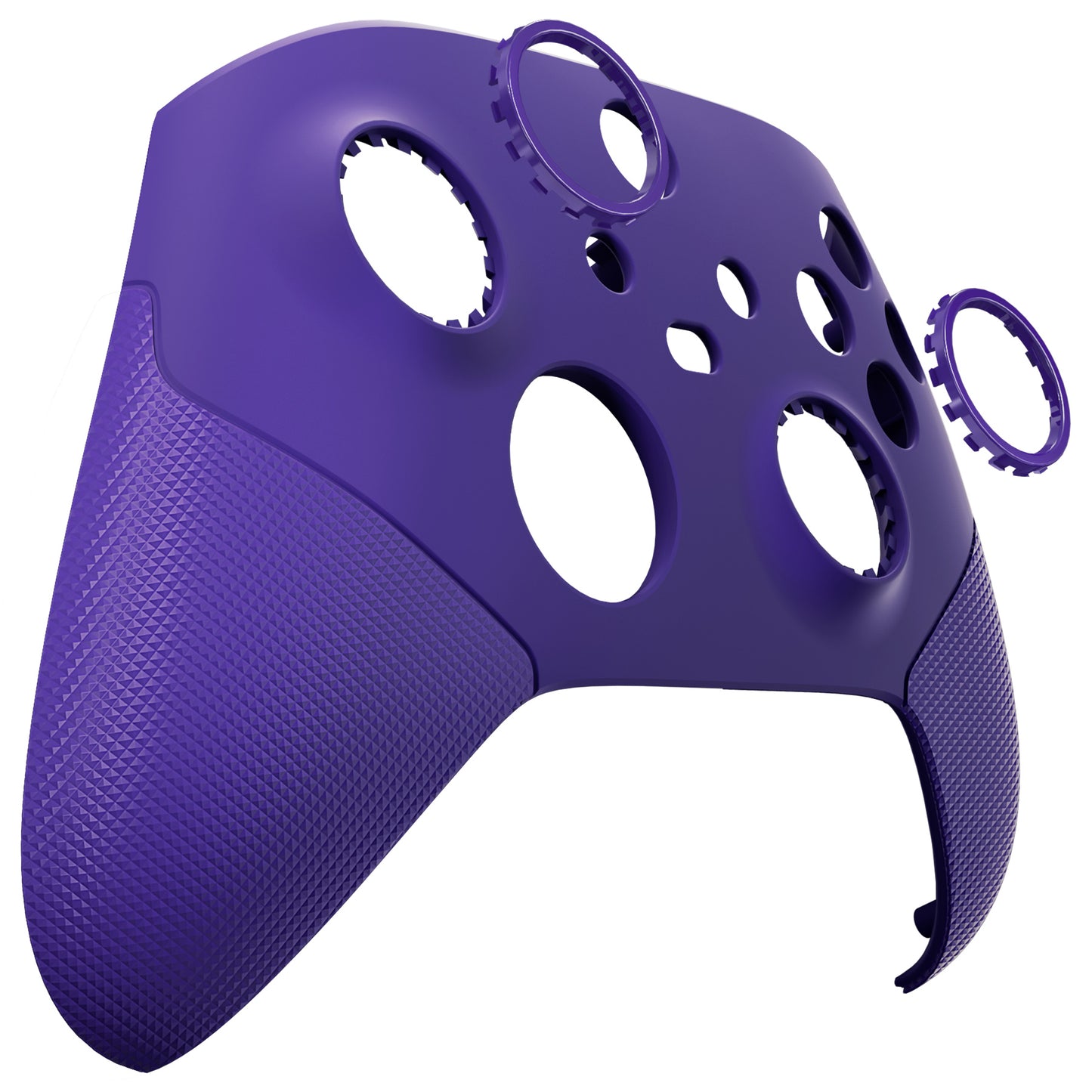 eXtremeRate ASR Version Performance Rubberized Grip Front Housing Shell with Accent Rings for Xbox Series X & S Controller - Rubberized Purple eXtremeRate