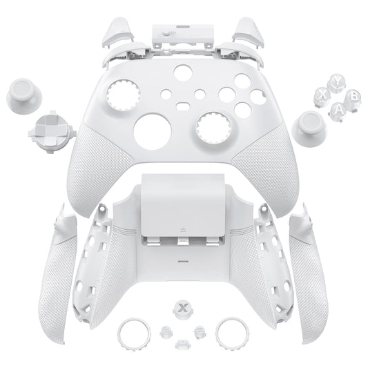 eXtremeRate ASR Version Performance Redesigned Full Set Shell Buttons with Ergonomic Trigger Stop Rubberized Grip for Xbox Series X/S Controller & Xbox Core Controller - Diamond Textured Frosted White