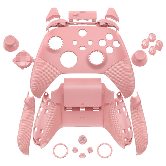 eXtremeRate ASR Version Performance Redesigned Full Set Shell Buttons with Ergonomic Trigger Stop Rubberized Grip for Xbox Series X/S Controller & Xbox Core Controller - Diamond Textured Pale Red