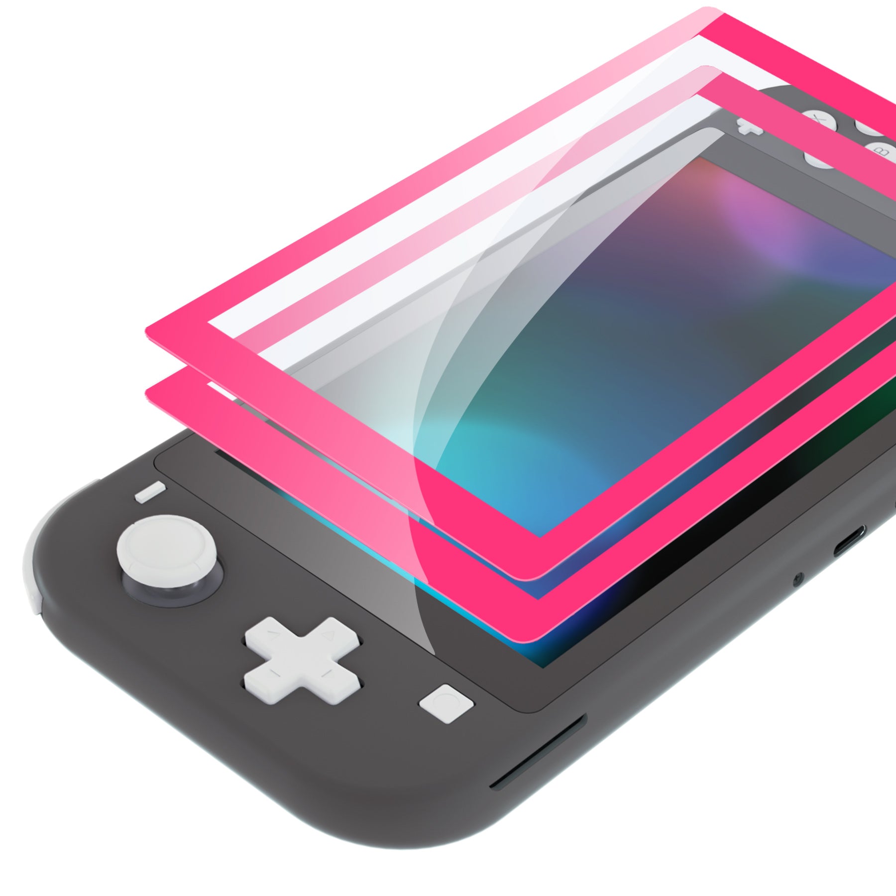 eXtremeRate 2 Pack Bright Pink Border Transparent HD Clear Saver