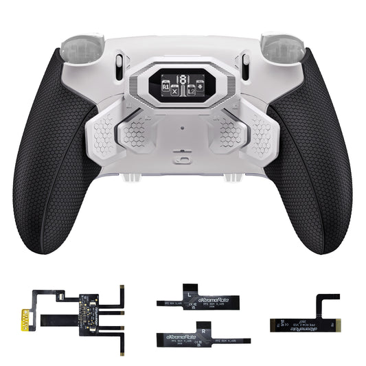 eXtremeRate BEYOND Back Paddles Kit with OLED Display & Redesigned Ergonomic Grips for PS5 Edge Controller - Rubberized White & Black (Expected to begin shipping around January 15)
