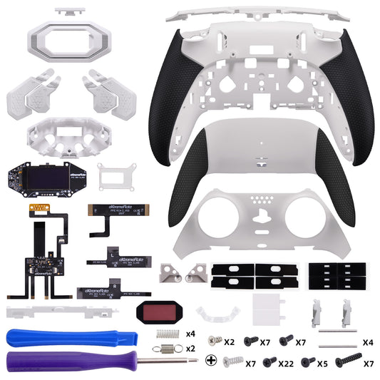 eXtremeRate BEYOND Back Paddles Kit with OLED Display & Redesigned Ergonomic Grips for PS5 Edge Controller - Rubberized White & Black (Expected to begin shipping around January 15)