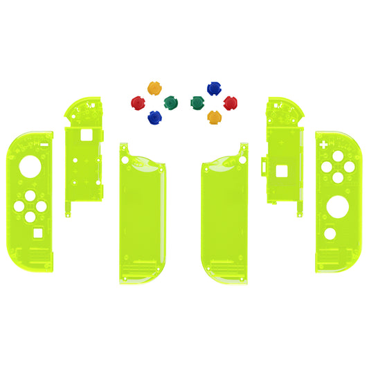 eXtremeRate Replacement Full Set Shell Case with Buttons for Joycon of NS Switch - Clear Lime Green