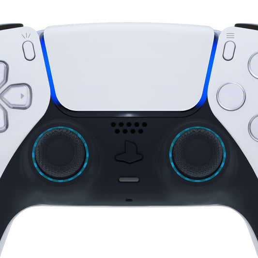 eXtremeRate Custom Replacement Accent Rings for PS5 Controller - Clear Cyan Blue