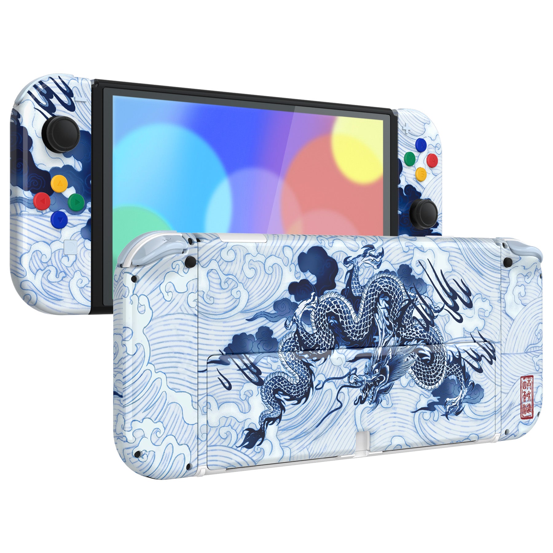 eXtremeRate Porcelain Dragon Full Set Shell for Nintendo Switch
